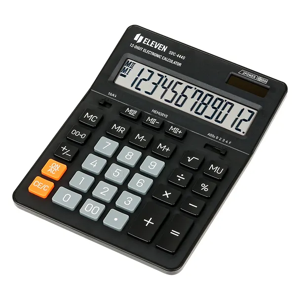 Калькулятор 12 разрядный, настольный, 2-е питан., черный, Eleven SDC-444S 3010235 — 11
