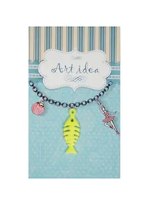 Кулон неонового цвета Скелеты рыб микс цветов (QA-243) (2,6см)