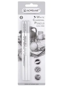 Карандаши угольные 3шт ACMELIAE, белые,  блист.