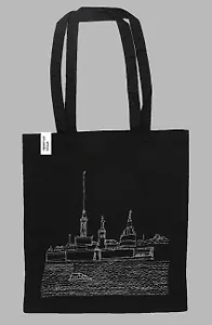 Шоппер черный Петропавловская крепость 40*35*6 см, 100% хлопок