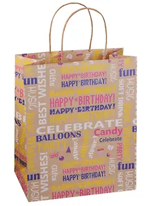 Пакет подарочный крафт А5 "Happy birthday"