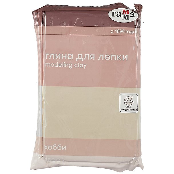 Глина натуральная 1500г "Хобби" белый, 1500г, вак.уп. 262633 — 1