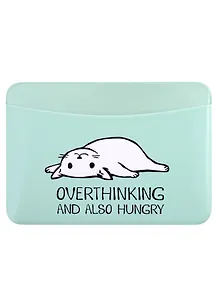 Чехол для карточек горизонтальный Overthinking and also hungry (котик)