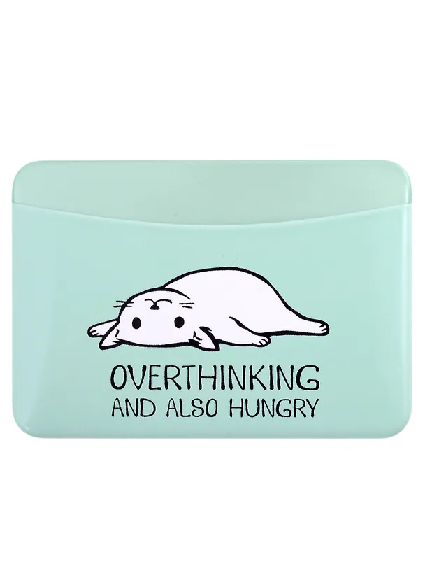 Чехол для карточек горизонтальный Overthinking and also hungry (котик) 2894973 — 1