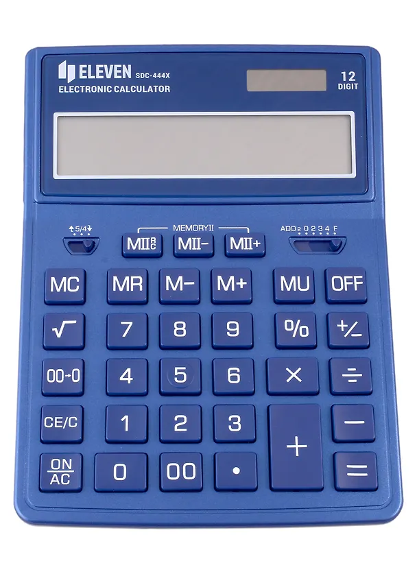 Калькулятор 12 разрядный настольный, 2-е питан., темно-синий, ELEVEN SDC-444 2974084 — 4
