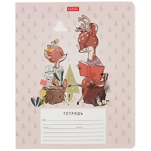 Тетрадь в узкую линейку Hatber, "Олененок", 12 листов, в ассортименте