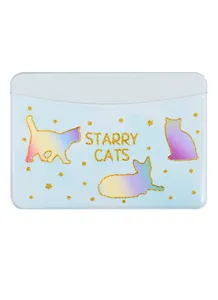 Чехол для карточек горизонтальный Starry cats мятный (котики) (ДКГ2020-42)