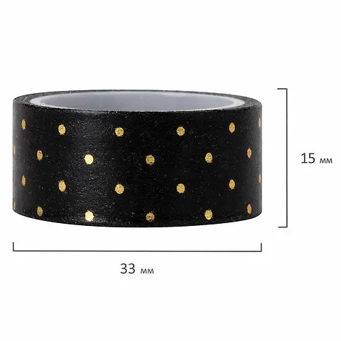 Клейкие WASHI-ленты для декора с фольгой ЧЕРНОЕ ЗОЛОТО, 15 мм х 3 м, 7 шт., рисовая бумага, ОСТРОВ СОКРОВИЩ, 661714 2804232 — 5