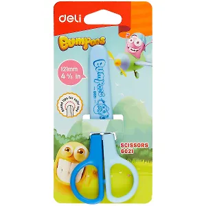 Ножницы 120мм детские, ассорти, чехол для лезвий, Deli