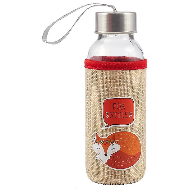 Бутылка в чехле джут Лиса Fox style (стекло) (300мл) 2659733 — 1
