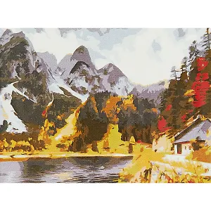 Холст с красками по номерам "Горный пейзаж", 22 х 30 см