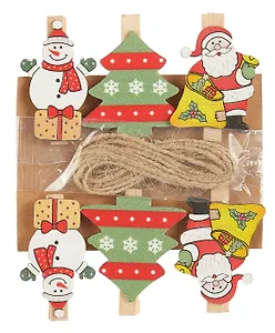 Прищепки декоративные с веревкой 6 шт