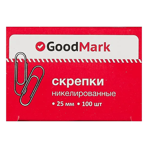 Скрепки никелированные круглые GoodMark, 25 мм, 100 штук 240835 — 2