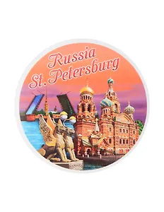 Наклейка круглая 8 см СПБ.Грифоны.Мосты.Спас