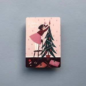 Открытка одинарная "Девочка и ёлка" 14,5*10см 1099203