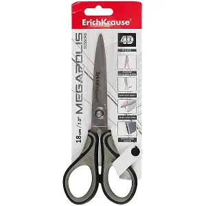 Ножницы 180мм офисные "Megapolis", черные, блистер, ErichKrause