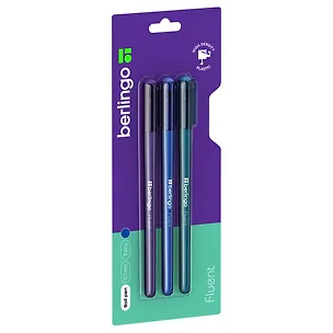 Ручки шариковые синие 03шт "Fluent" soft touch, блистер, Berlingo 3115973