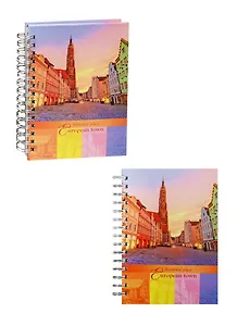 Записная книжка А6 80л "European town" 7БЦ, евроспираль, глянц.ламинация, ассорти, БиДжи