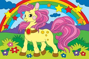 Набор для творчества Рыжий кот Холст с красками 20х30см по номерам. Пони и радуга Х-2564