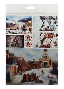 Декупажная карта Зима в деревне (A4) (Karal265)