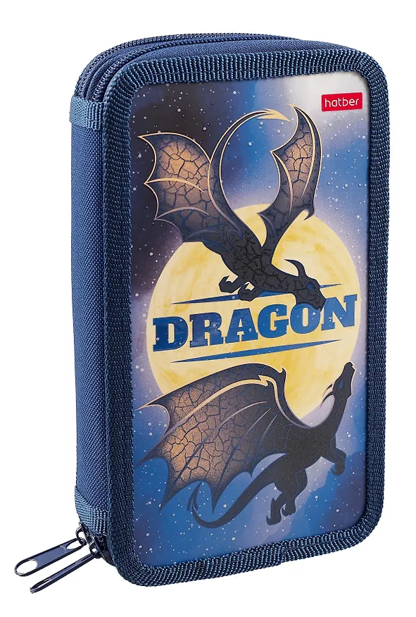 Пенал «Dragon», 2 отделения, молния, матовый ламинированный, с таблицей умножения, 19х11 см, Hatber 3020397 — 1
