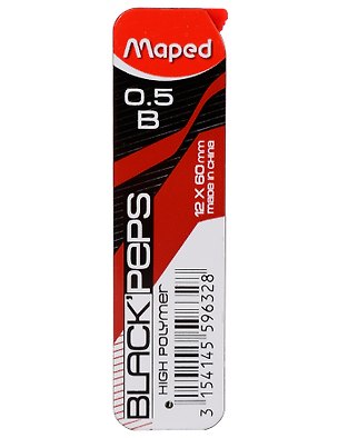 Грифели 0,5мм В (12 шт), "BLACK PEP'S", Maped 3170138