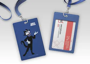 Бейдж 60*100 "Кот" вертикальный, на шнурке, с вкладышем