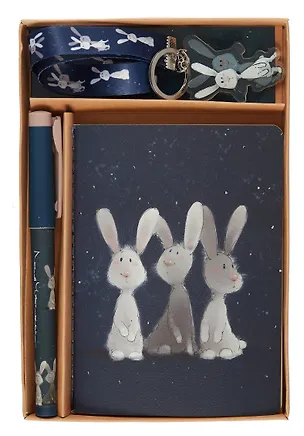 Набор канцелярский (ручка+записная книжка А6) "Три кролика «Пух и ухи» темный" 3006251