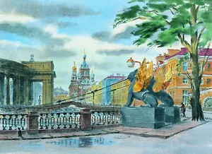 Постер Виды Санкт-Петербурга Банковский мостик ср/ф, 30*40см [ХА50-008]