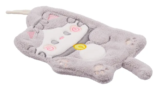 Полотенце Котик серый (флис) (25х18) (12-towel-202508-7) 3121773 — 3