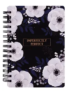 Блокнот А6 120л кл. "Bloom" белый, карт.обл., тиснение фольгой, бок.спираль