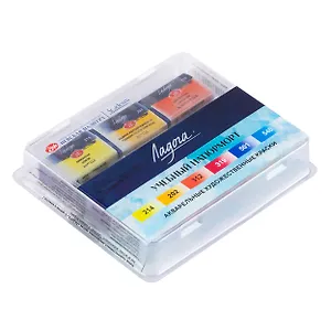 Краски акварельные 06цв 2,5мл "Ладога" Учебный натюрморт, кювет, пласт.кор., ЗХК