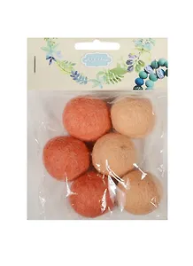 Набор бусин валяных из шерсти (3 см) (6 шт) (перс., корал.) (14-00941-J10)