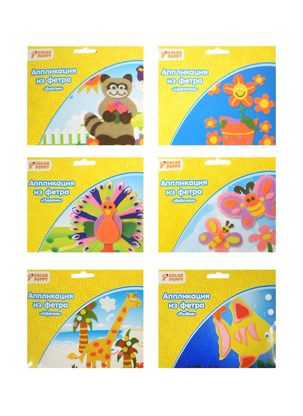 Набор для творчества Color Puppy. Забавная аппликация из фетра «Забавная аппликация из фетра», 13 х 16 см, со стикерами из фетра, в ассортименте 2483489 — 1