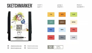 Набор маркеров SKETCHMARKER BRUSH Step 1 12шт для начинающих + сумка органайзер