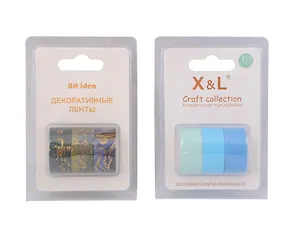 Набор декоративной клейкой ленты Ван гог, голубой микс 6шт