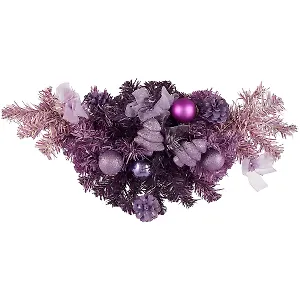 Настенное украшение хвойное, сиреневое, 45 см