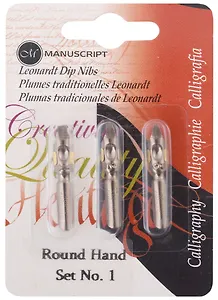 Перья 03шт "Round Hand 1", с накопителем, блистер, Manuscript 