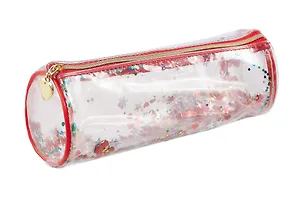 Пенал школьный КРАСНЫЙ 22*6.5*6.5см, без наполнения, 1отделение, ПВХ с ПВХ-пайетками, на молнии