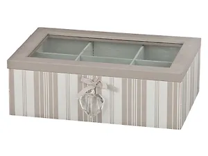 Шкатулка для чая с 6-ю секциями Прованс полоски и горошек (23,5х15х8,5) (222-221)