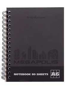 Записная книжка А6 80л кл. "MEGAPOLIS", на спирали, ErichKrause