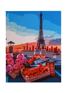 Набор для раскрашивания по номерам ТМ Рыжий Кот Холст с красками 40х50см по номерам Вечер в Париже Х-6619