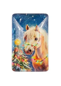 Новогодний магнит Лошадь и гирлянда (3,5х5,5) (стекло)