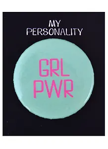 Значок круглый Girl Power (мятный) (металл) (38см) (ЗН2021-009)