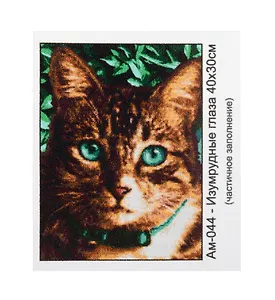 Алмазная мозаика с квадратными стразами (частичное заполнение) "Изумрудные глаза", 30 х 40 см