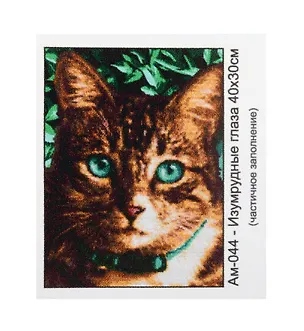 Алмазная мозаика с квадратными стразами (частичное заполнение) "Изумрудные глаза", 30 х 40 см 3042936