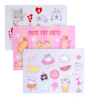 Папка для тетрадей А4 "Cute fat cats" молния сверху, PU, ассорти, Yoi — 3039435 — 1