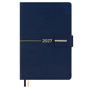 Ежедневник дат. 2027г. А5 176л "Шевиот" синий, кожзам, тв.переплет, тисн.фольгой, офсет, справ.мат-лы, ляссе, магнитный клапан, инд.уп