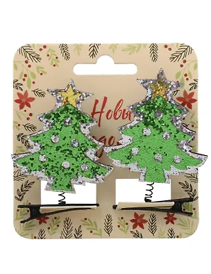 Заколки новогодние Елочки с мишурой (2шт) (текстиль) (12-6142-HNY23) 3104409