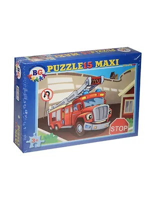 Пазлы 15 MAXI А4 Пожарная машина (Пз15_1558) (220х330мм) (3+) (Детское творчество) (BG) (коробка) 2519472